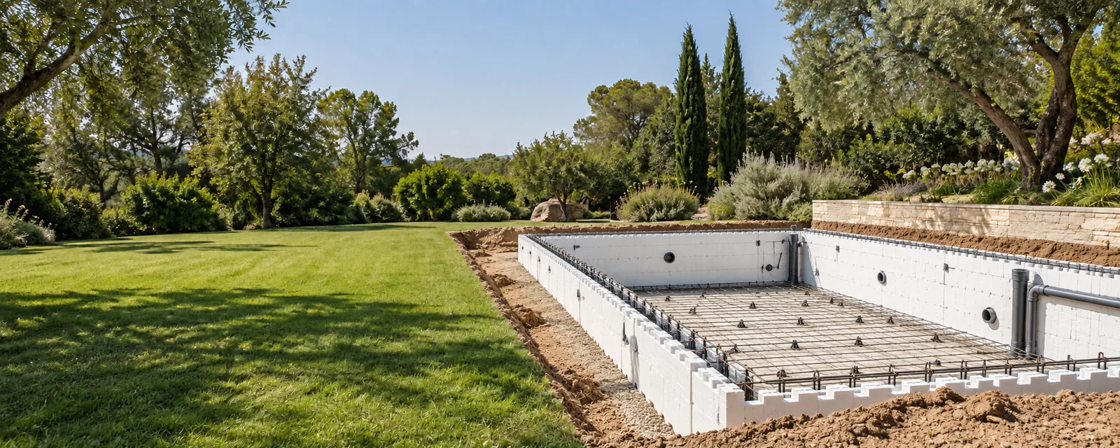 Piscina en construcción con bloques EPS
